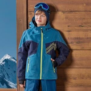CRIVIT Kids Ski jacket in Petrol Abstract 134/140. Size 12/14 youth. NWT